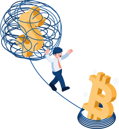 Dollar und Bitcoin  Illustration