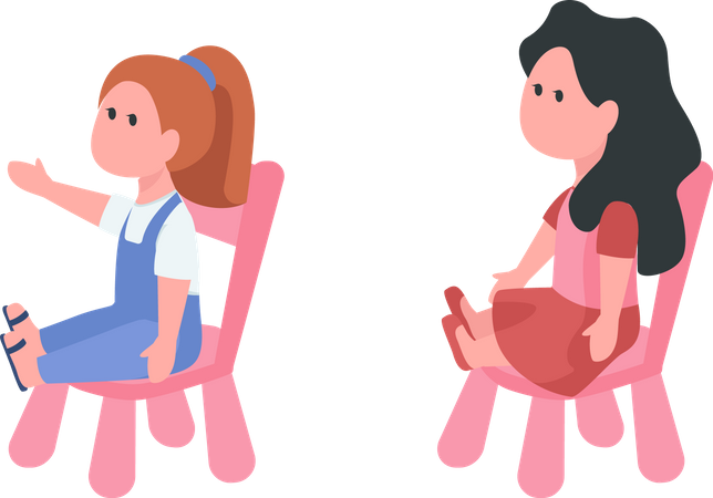 Dolls sitting on chairs Illustration