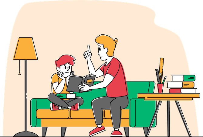 Domestic Education at Home Illustration