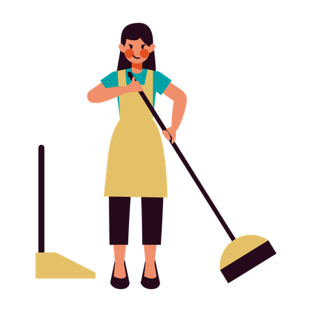 Atividades de dona de casa varrendo  Ilustração
