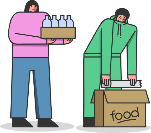 Donación de alimentos  Ilustración