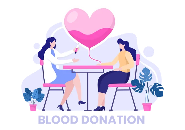 Donar sangre con amor y cariño para la caridad  Ilustración