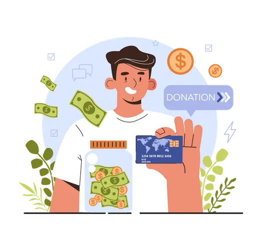 Donar dinero para la gente.  Ilustración