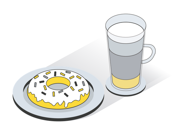 Donas y leche  Ilustración