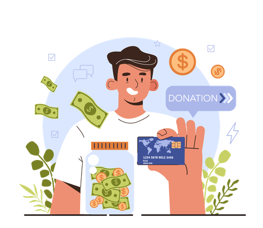 Donate money for people  イラスト