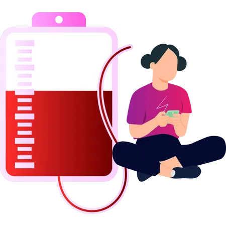 The Girl Is Donating Blood Illustration