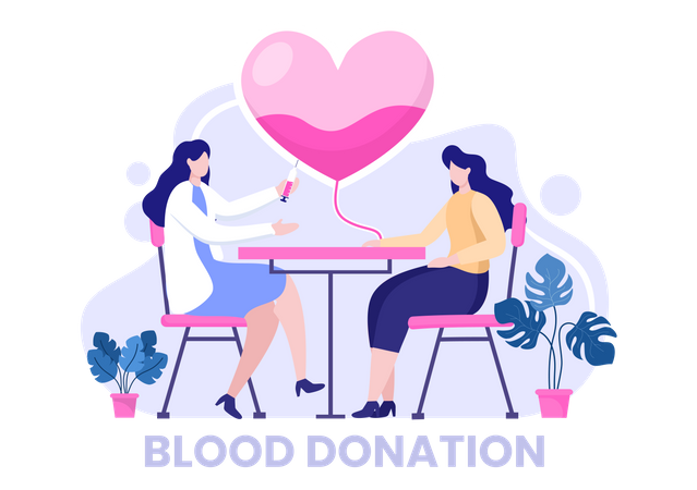 Donating blood with love and care for charity  Illustration