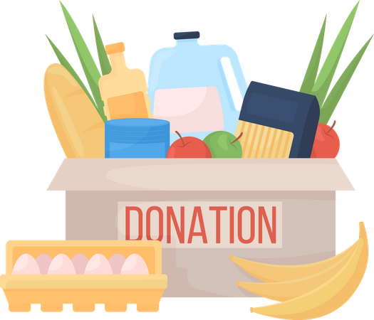 Donation box with food Illustration