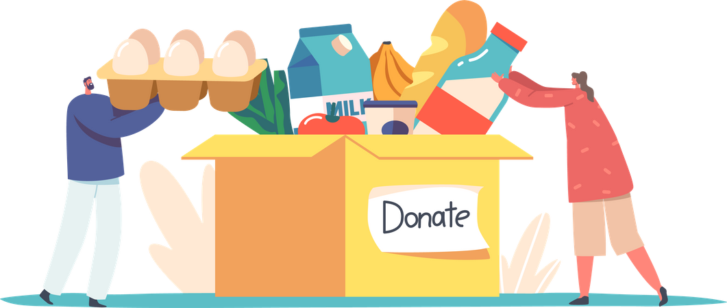 Donation Box with Food  Illustration