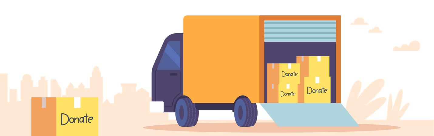 Donation Boxes in van  Illustration