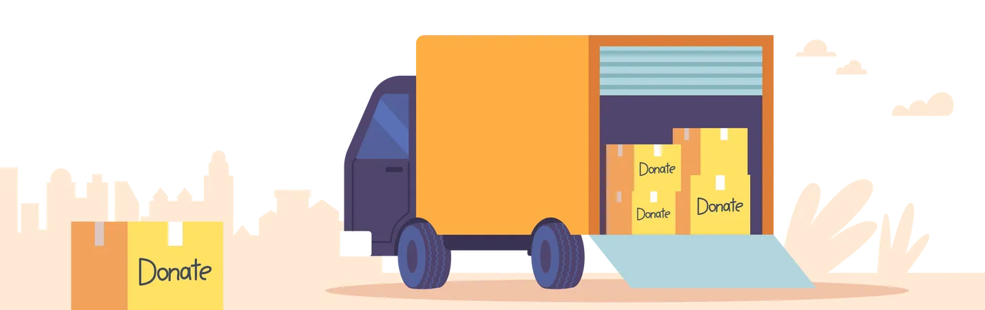 Donation Boxes in van  Illustration