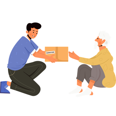 Donations For Homeless Man  Illustration