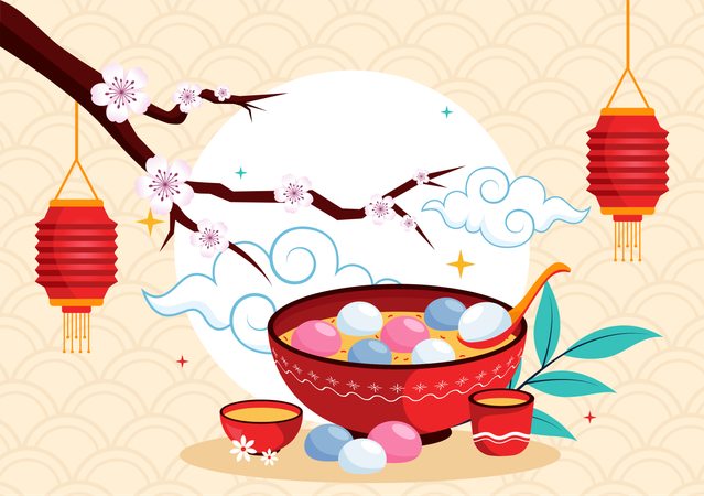 Dongzhi or Winter Solstice Festival  Illustration