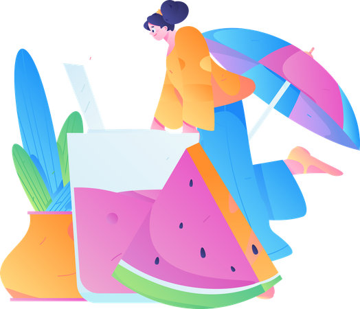 Succo di frutta bevente femminile  Illustration