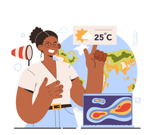 La climatologa studia i fattori che influenzano  Illustration