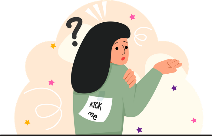 Donne-moi un coup de pied affiche bâton derrière fille  Illustration