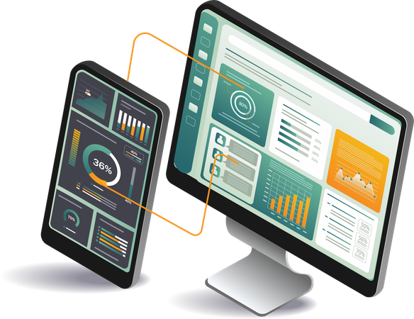 Données commerciales en ligne avec rapport d'analyse  Illustration