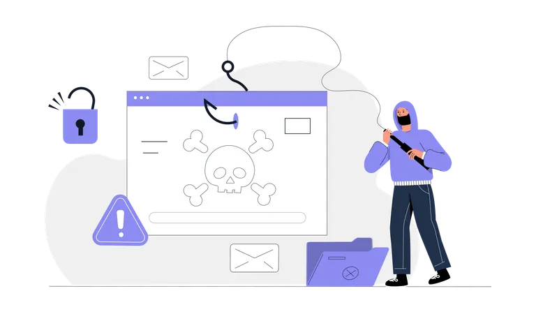 Données de phishing d'un pirate informatique à partir d'un site Web  Illustration