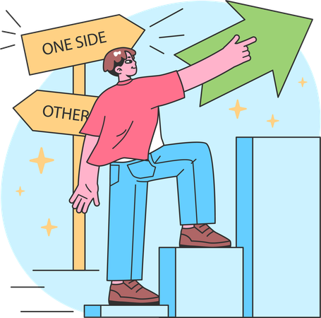 Donnez à l’homme les moyens de choisir en toute confiance sa direction parmi différentes options  Illustration