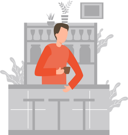 Dono de café masculino  Ilustração