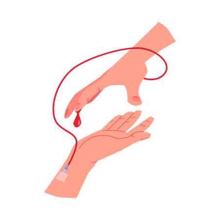 Donor arm delivering blood to the recipient sustaining life for the patient  Illustration