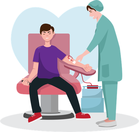 Donors voluntarily donate blood to donation centers  イラスト