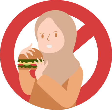 Dont Eat During Fasting At Ramadan Flat Design Illustration Of Muslim People Illustration
