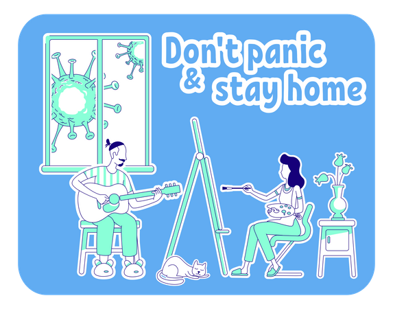 Dont panic and stay at home Illustration