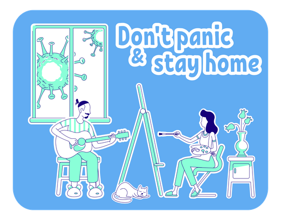 Dont panic and stay at home  Illustration