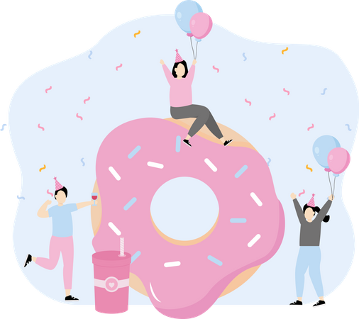 Donut de aniversário  Ilustração