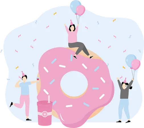 Donut de aniversário  Ilustração