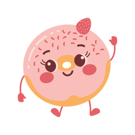 Donut de fresa  Ilustración