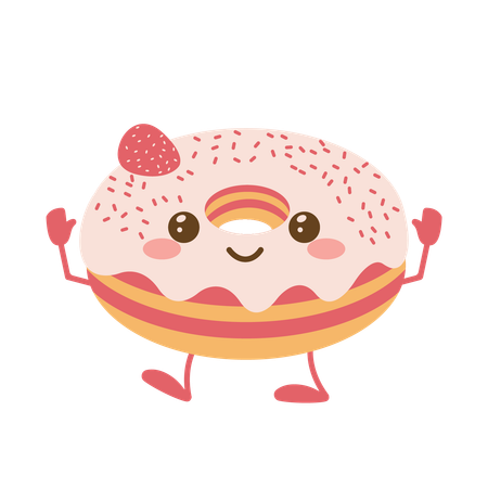 Donut de fresa  Ilustración