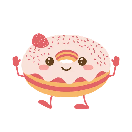 Donut de fresa  Ilustración