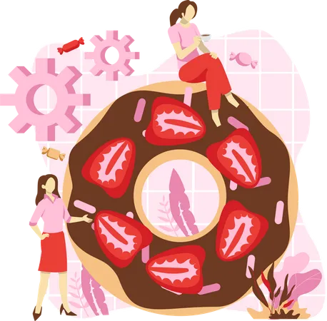 Donut de fresa  Ilustración