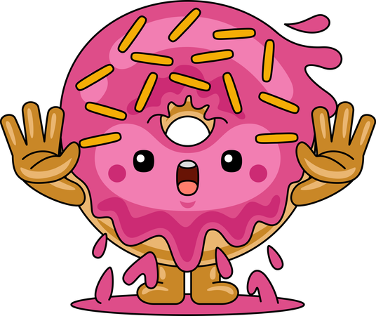 Mascote Donut mostrando as duas mãos  Ilustração