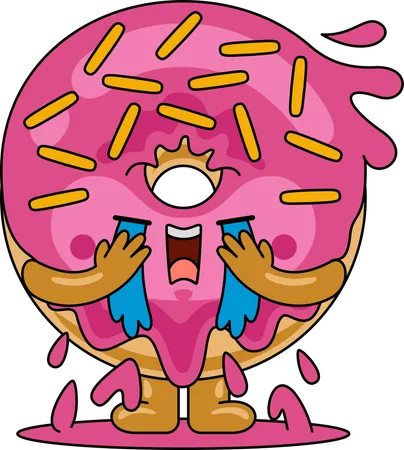 Personagem mascote donut chorando  Ilustração