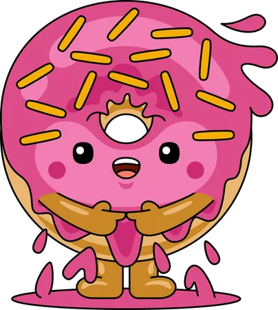 Personagem mascote donut em pé  Ilustração