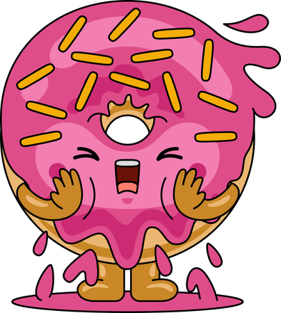 Personagem mascote donut gritando  Ilustração