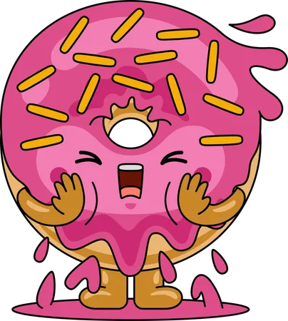 Personagem mascote donut gritando  Ilustração