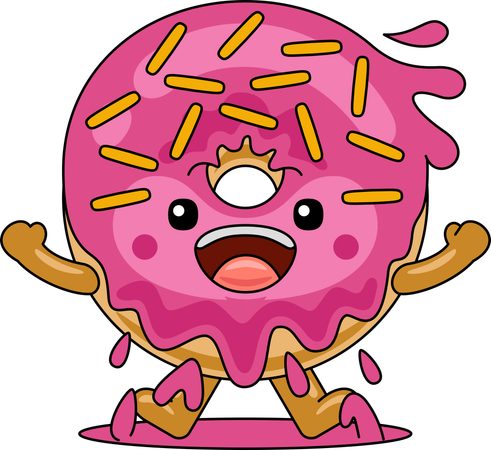 Personagem mascote donut pulando  Ilustração