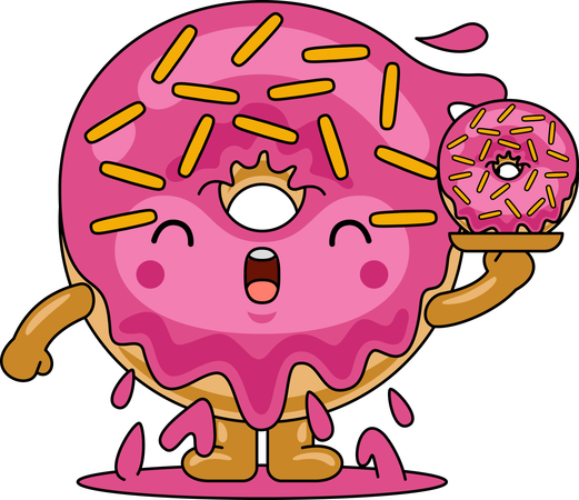 Mascote donut segurando donut  Ilustração