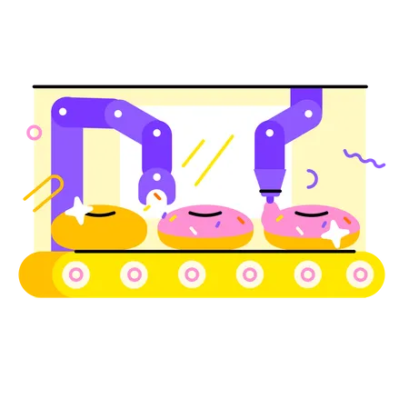 Donut production with AI robot  Illustration