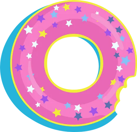Donut Shaped Air Mattress Semi Flat Color Vector Object Full Sized Item On White Swimming Pool Activity Equipment Simple Cartoon Style Illustration For Web Graphic Design And Animation Illustration