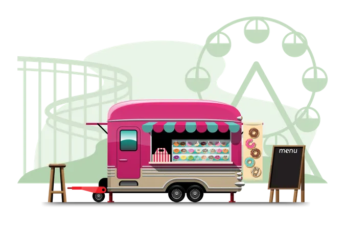 Donut shop on wheels Illustration