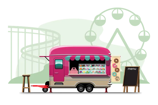 Donut shop on wheels  Illustration