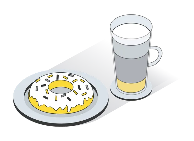 Donuts And Milk Illustration