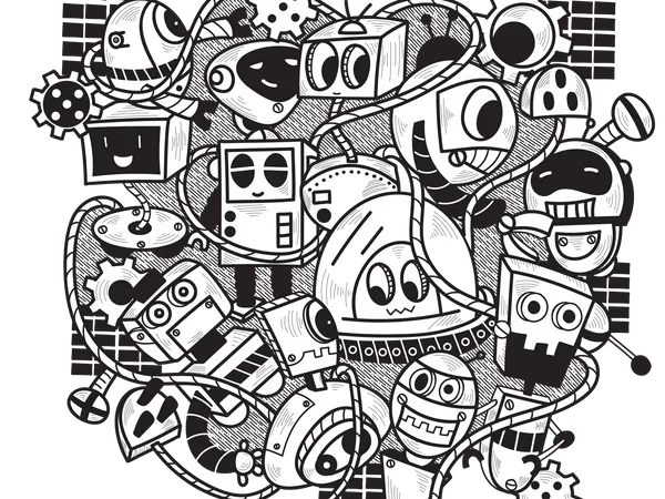 Doodle Robot  Illustration