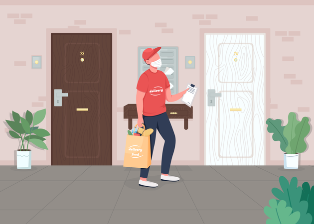 Door food delivery  Illustration