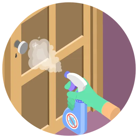 Door Handle Cleaning  Illustration